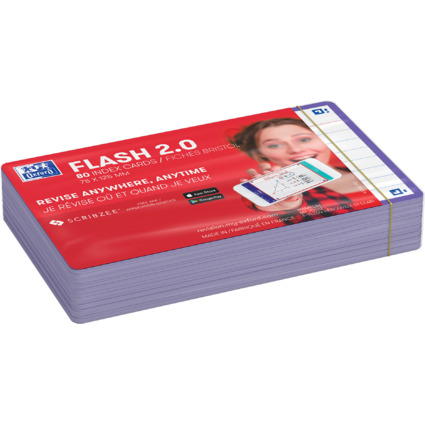 Oxford Karteikarten "Flash 2.0", 75x125 mm, liniert, violett