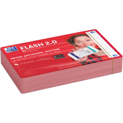 Oxford Karteikarten "Flash 2.0", 75 x 125 mm, blanko, rot