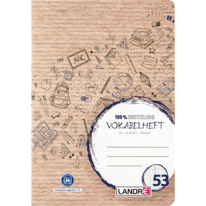 LANDR Vokabelheft Recycling, DIN A5, 2-spaltig, 32 Blatt