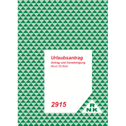 RNK Verlag Vordruck "Urlaubsantrag", Block, DIN A5