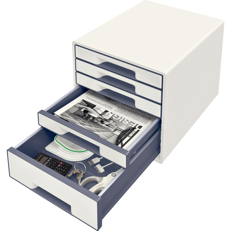 5 Schübe perlweiß/grau LEITZ Schubladenbox WOW CUBE 5 Schübe perlweiß/grau LEITZ Schubladenbox WOW CUBE