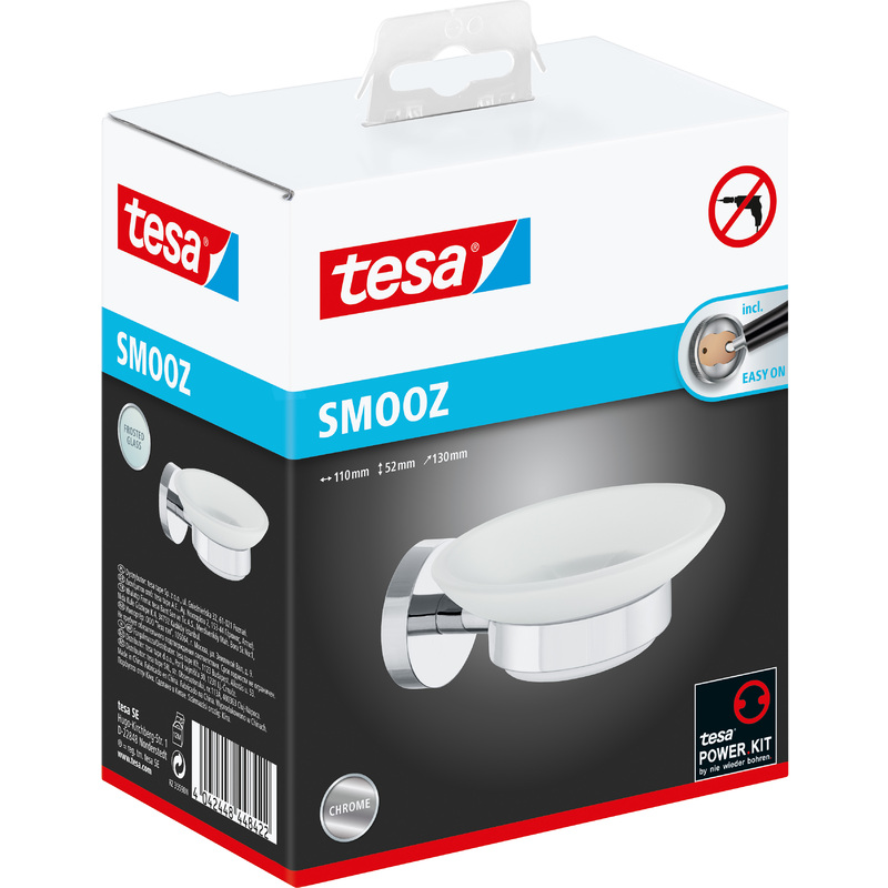 tesa Seifenhalter SMOOZ satiniertes Glas inkl Klebelösung 