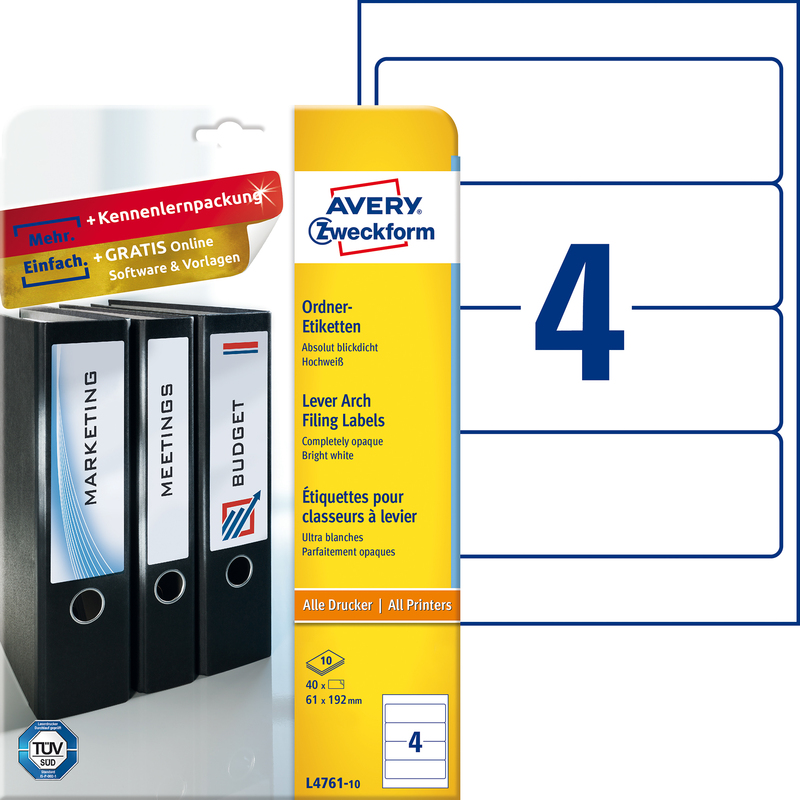 Avery Zweckform Ordnerrucken Etiketten 61 X 192 Mm 10 Bl L4761 10 Bei Www Officeb2b Ch Gunstig Kaufen Szablon ms wiord dla produktu avery zweckform o kodzie l4761 etykiety na segregatory, 192 x 61 mm, 4 na arkusz. officeb2b