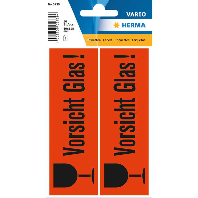 HERMA Hinweisetiketten "Vorsicht Glas", 39 x 118 mm 5739 bei www.officeb2b.ch günstig kaufen