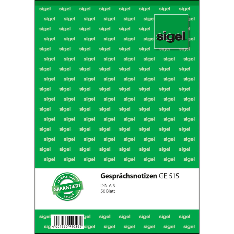GE515 A5 Sigel Gesprächsnotizblock "Gesprächsnotiz" 50 Blatt 