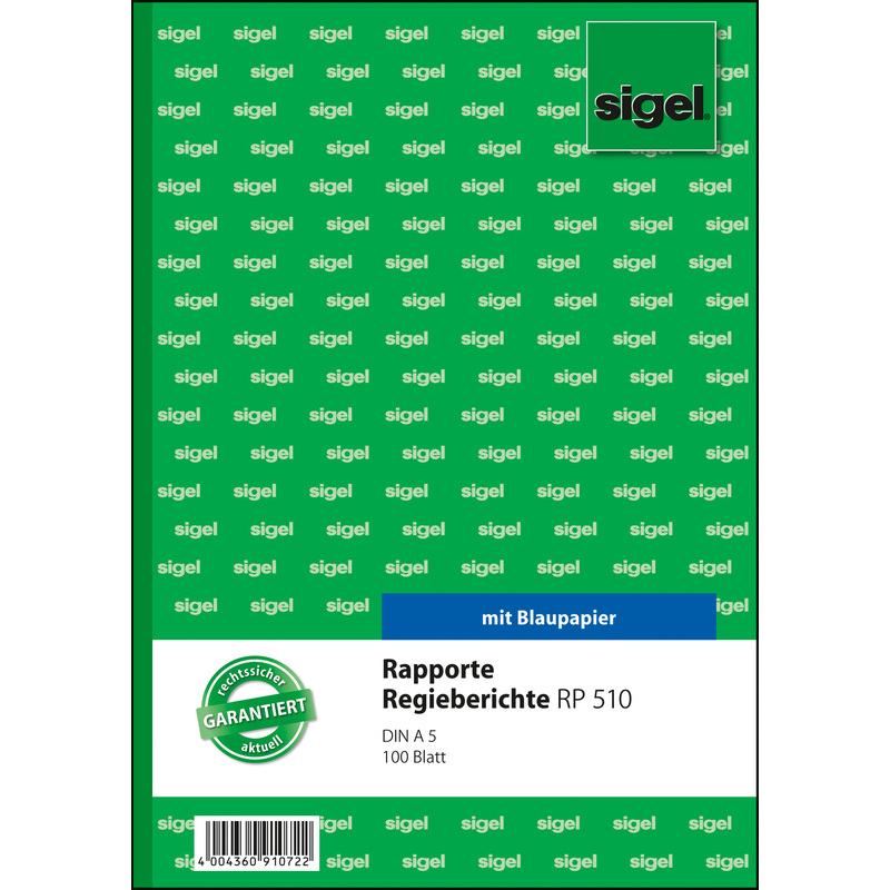 A5 sigel Formularbuch /"Rapport//Regiebericht/" SD