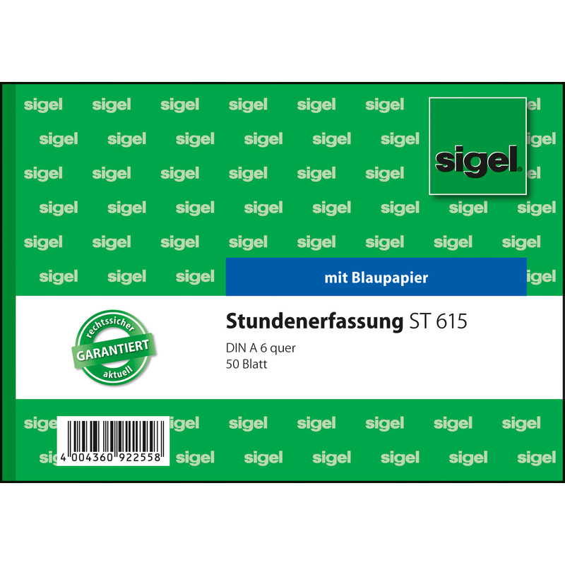 sigel Formularbuch "Stundenerfassung", A6 quer, 50 Blatt ...