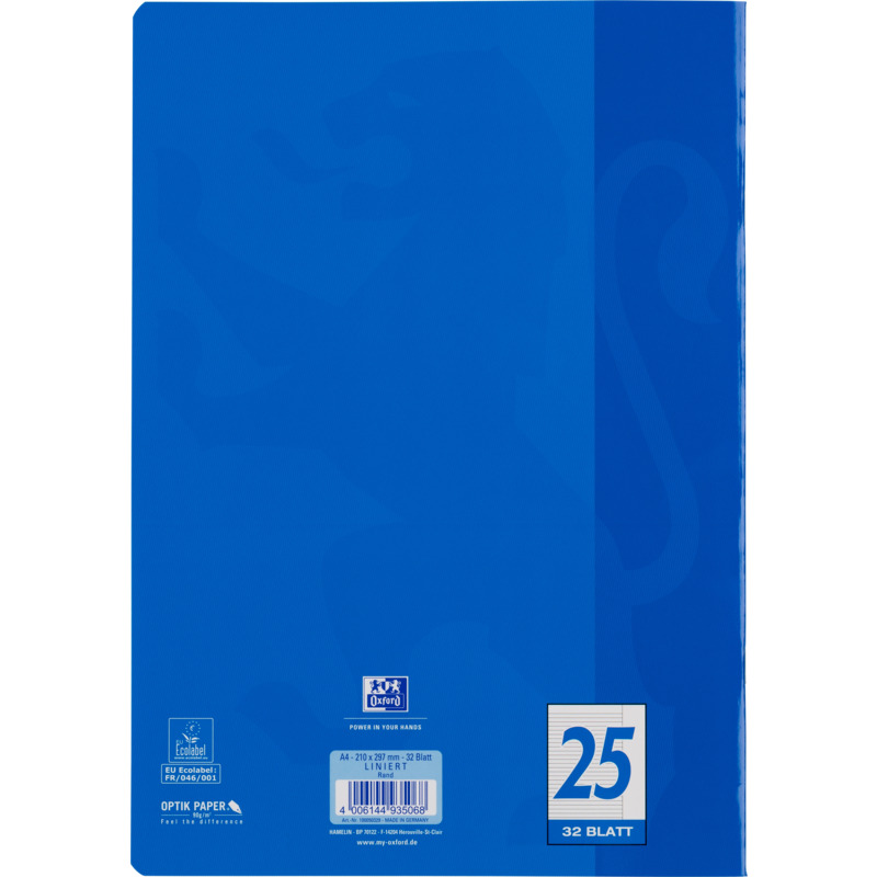 Oxford Schulheft, DIN A4, Lineatur 25 / liniert, 32 Blatt 100050329 bei www.officeb2b.ch günstig ...