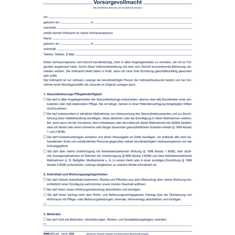 RNK Verlag Vordruck "Patientenverfügung", 220 x 162 mm ...