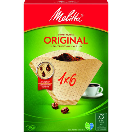 Melitta Aroma-Filtertten "1x6", naturbraun