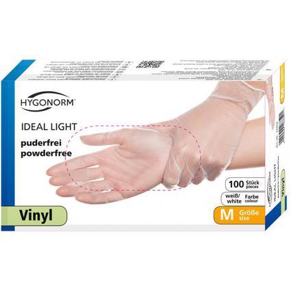 HYGONORM Vinyl-Handschuh "IDEAL LIGHT", M, wei, puderfrei