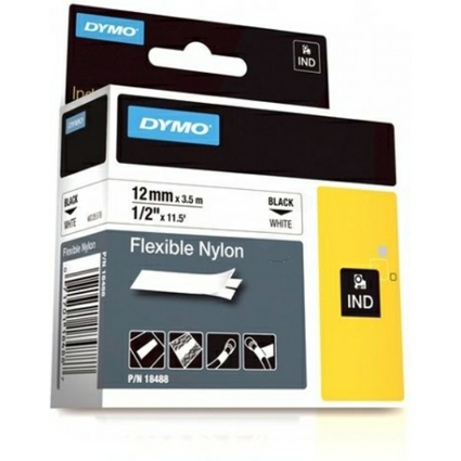 DYMO RHINO Nylon-Schriftband schwarz/wei, 12 mm x 3,5 m