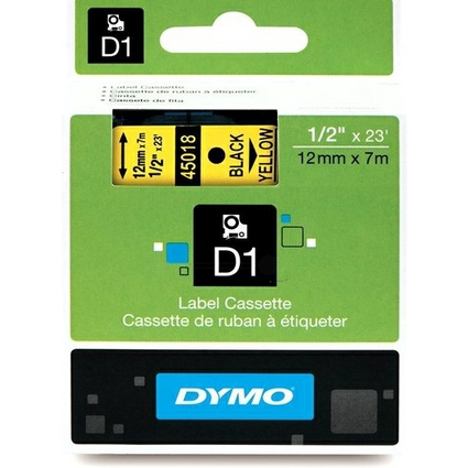 DYMO D1 Schriftbandkassette schwarz/gelb, 12 mm x 7 m