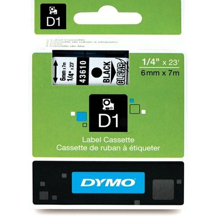 DYMO D1 Schriftbandkassette schwarz/transparent, 6 mm x 7 m