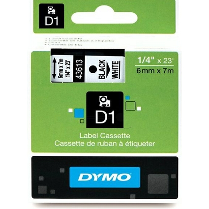 DYMO D1 Schriftbandkassette schwarz/wei, 6 mm x 7 m