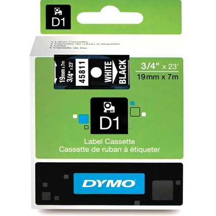 DYMO D1 Schriftbandkassette wei/schwarz, 19 mm x 7 m