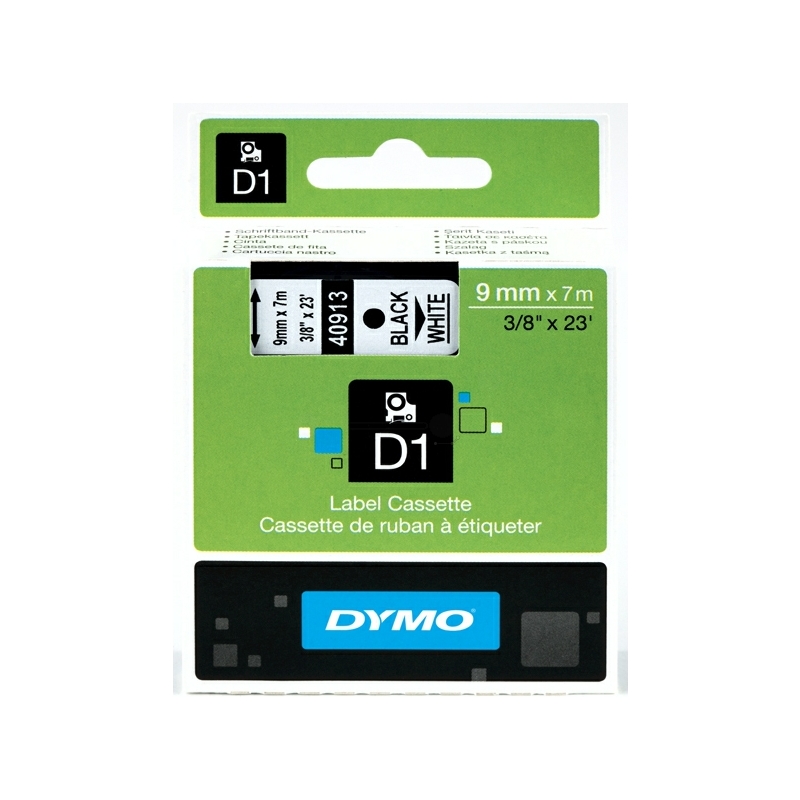 DYMO D1 Schriftbandkassette schwarz/weiß, 9 mm x 7 m /41913 bei .
