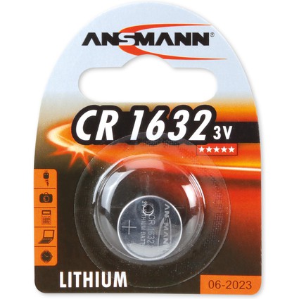 ANSMANN Lithium Knopfzelle CR1632, 3 Volt, 1er Blister