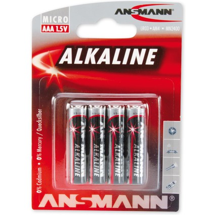 ANSMANN Alkaline Batterie "RED", Micro AAA, 4er Blister