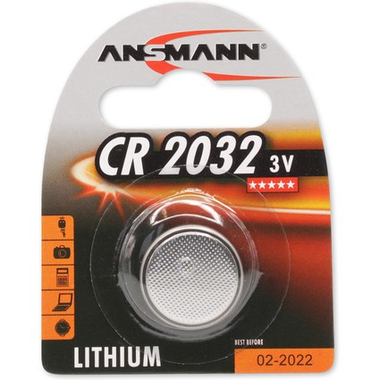 ANSMANN Lithium Knopfzelle "CR2032", 3,0 Volt, 1er-Blister