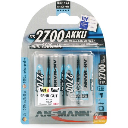 ANSMANN NiMH Akku Premium, Mignon AA, 2.700 mAh, 4er-Blister