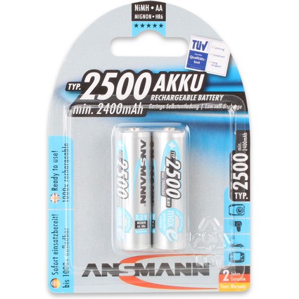 ANSMANN NiMH Akku maxE+, Mignon (AA) 2.500 mAh, 2er Blister