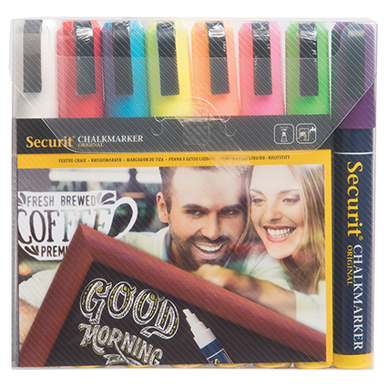 Securit Kreidemarker ORIGINAL MEDIUM, 8er Etui, Grundfarben