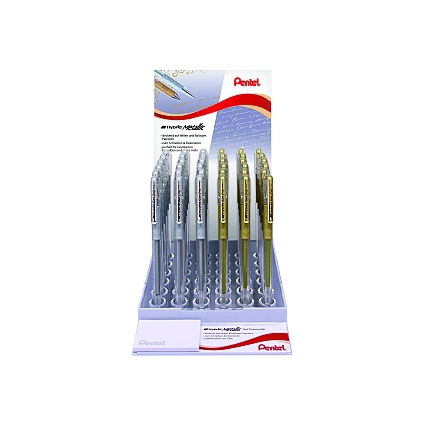 Pentel Gel-Tintenroller K118, gold und silber, Display