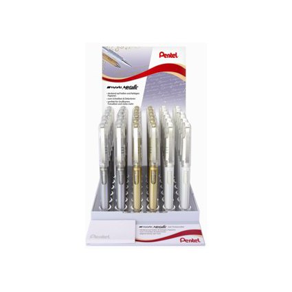 Pentel Gel-Tintenroller K230, gold, silber, wei, Display