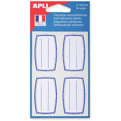 APLI Buchetiketten, wei/blau, 33 x 53 mm, liniert