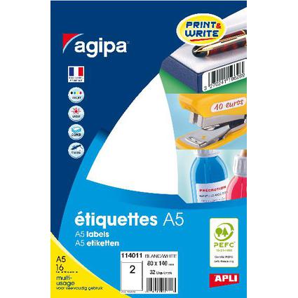 agipa Universal-Etiketten, 80 x 140 mm, wei