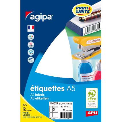 agipa Universal-Etiketten, 80 x 45 mm, wei