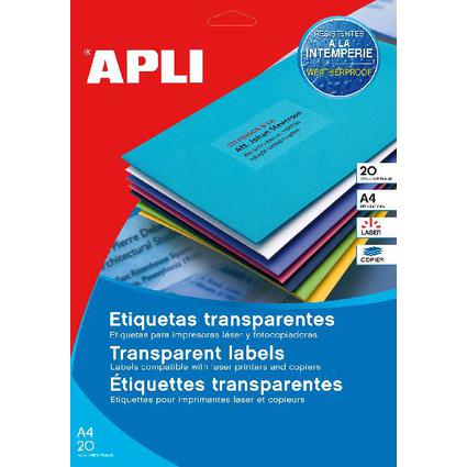 APLI Wetterfeste Etiketten, 99,1 x 67,7 mm, transparent