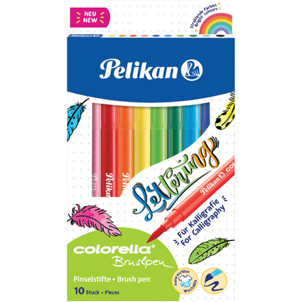 Pelikan Fasermaler colorella brushpen, 10er Kartonetui