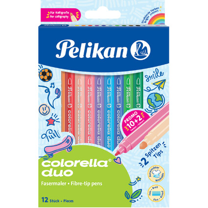 Pelikan Doppel-Fasermaler colorella duo, 12er Kartonetui