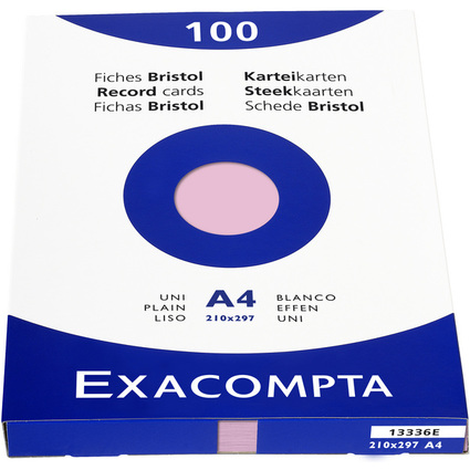 EXACOMPTA Karteikarten, DIN A4, blanko, rosa