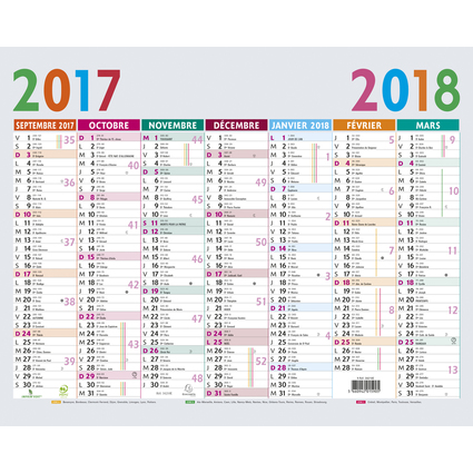 EXACOMPTA Calendrier Multicolore 2024/2025, 430 x 335 mm