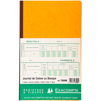 EXACOMPTA Piqre "Journal de caisse ou banque", 320 x 195 mm