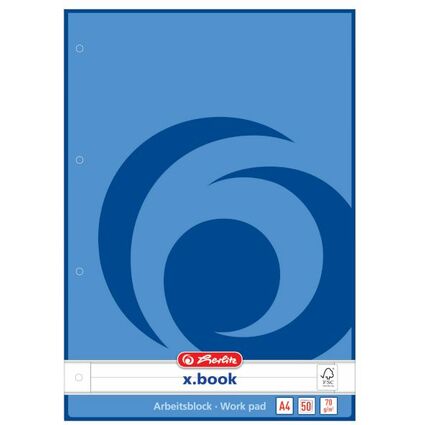 herlitz Arbeitsblock x.book DIN A4, 50 Blatt, liniert