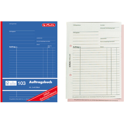 herlitz Formularbuch "Auftrag 103", DIN A5, 3 x 40 Blatt