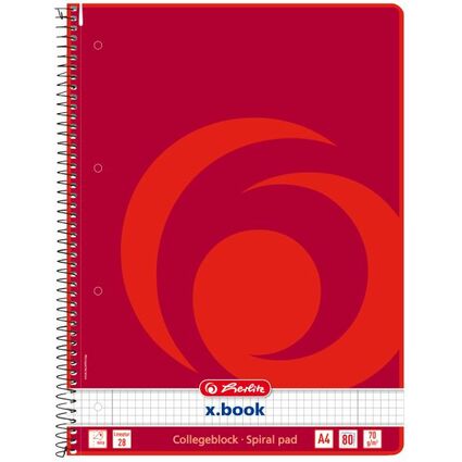 herlitz Collegeblock x.book, DIN A4, 80 Blatt, kariert