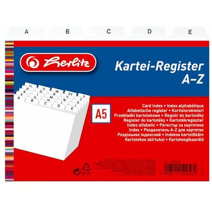 herlitz Karteiregister A - Z, PP, A5 quer, wei, 24-teilig