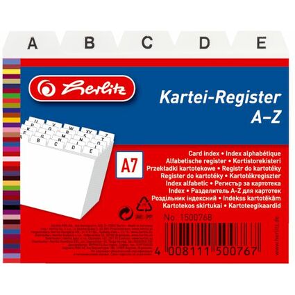 herlitz Karteiregister A - Z, PP, A7 quer, wei, 24-teilig