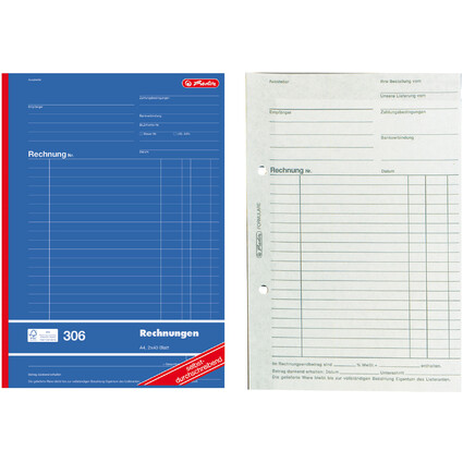 herlitz Formularbuch "Rechnung 306", DIN A4, 2 x 40 Blatt