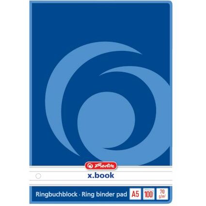 herlitz Ringbuchblock DIN A5, 100 Blatt, liniert