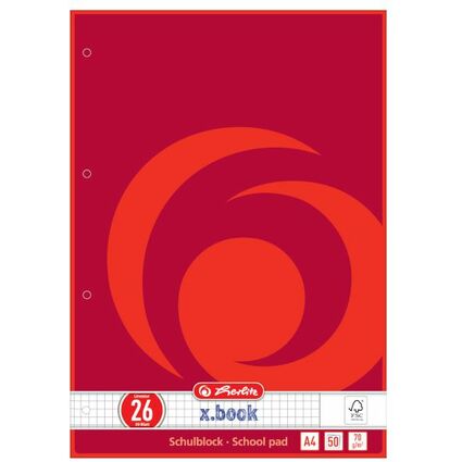 herlitz Schulblock x.book, DIN A4, Lineatur 26 / kariert