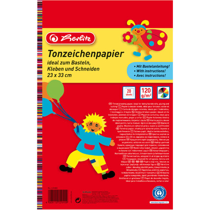 herlitz Tonpapierblock, 230 x 330 mm, Inhalt: 20 Blatt