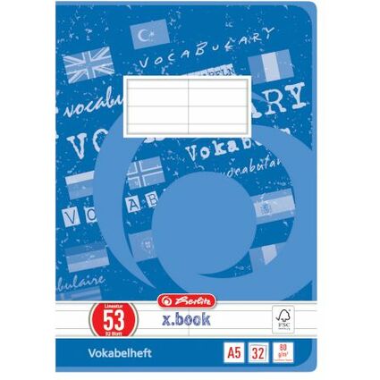 herlitz Vokabelheft x.book, DIN A5, 2-spaltig, 32 Blatt