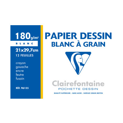 Clairefontaine Zeichenpapier "Blanc  Grain", 210 x 297 mm