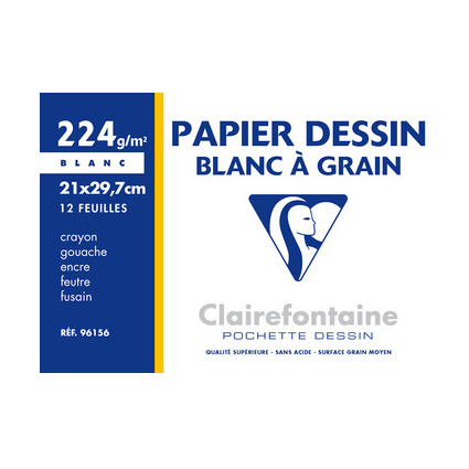 Clairefontaine Zeichenpapier "Blanc  Grain", 210 x 297 mm